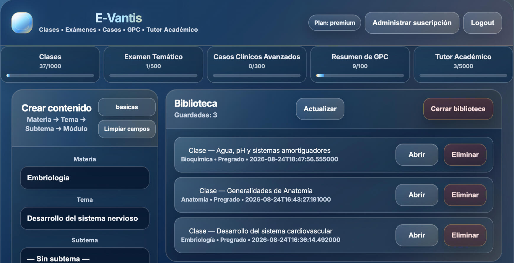 E-Vantis Plataforma de Enseñanza Médica Enseñanza Médica con IA