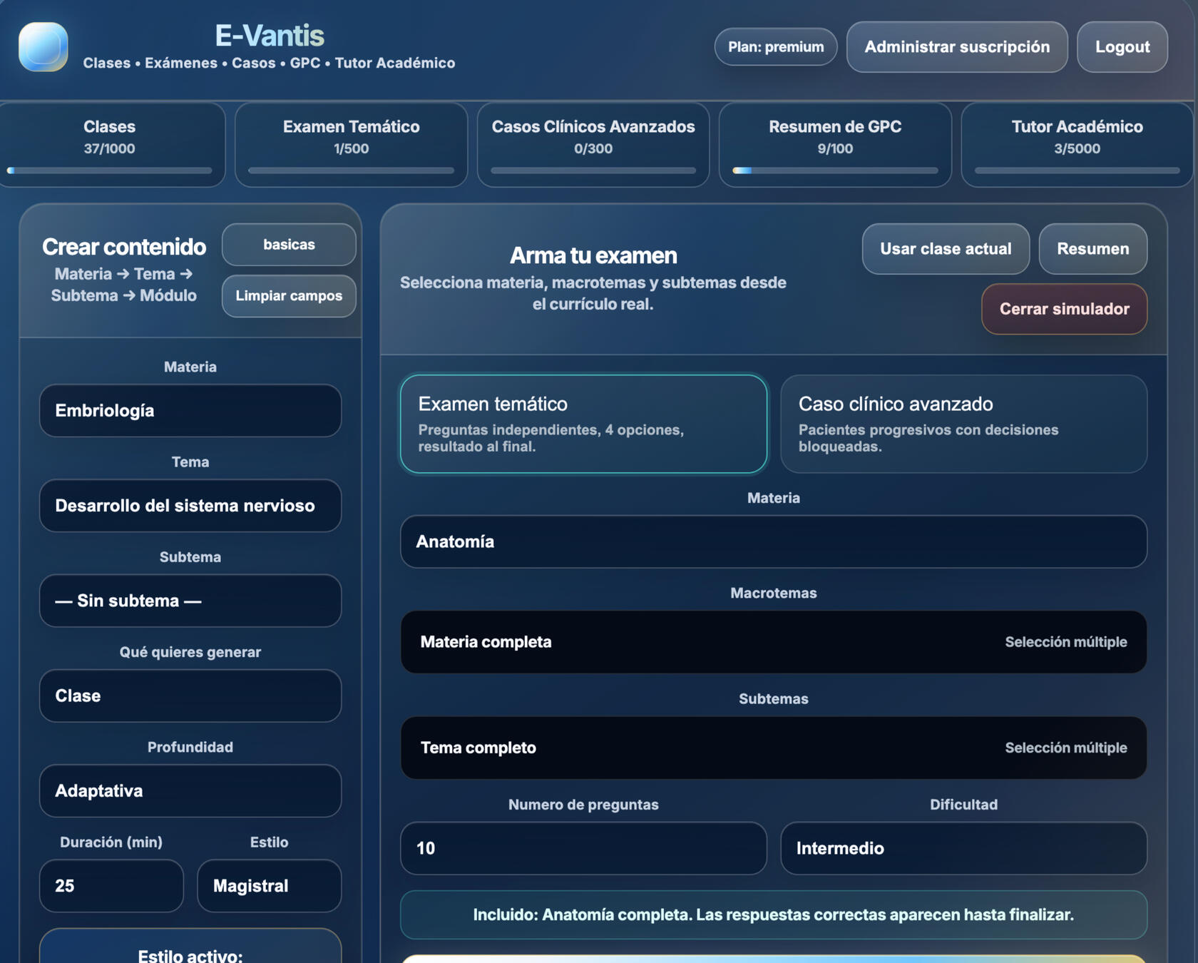 E-Vantis Plataforma de Enseñanza Médica Enseñanza Médica con IA